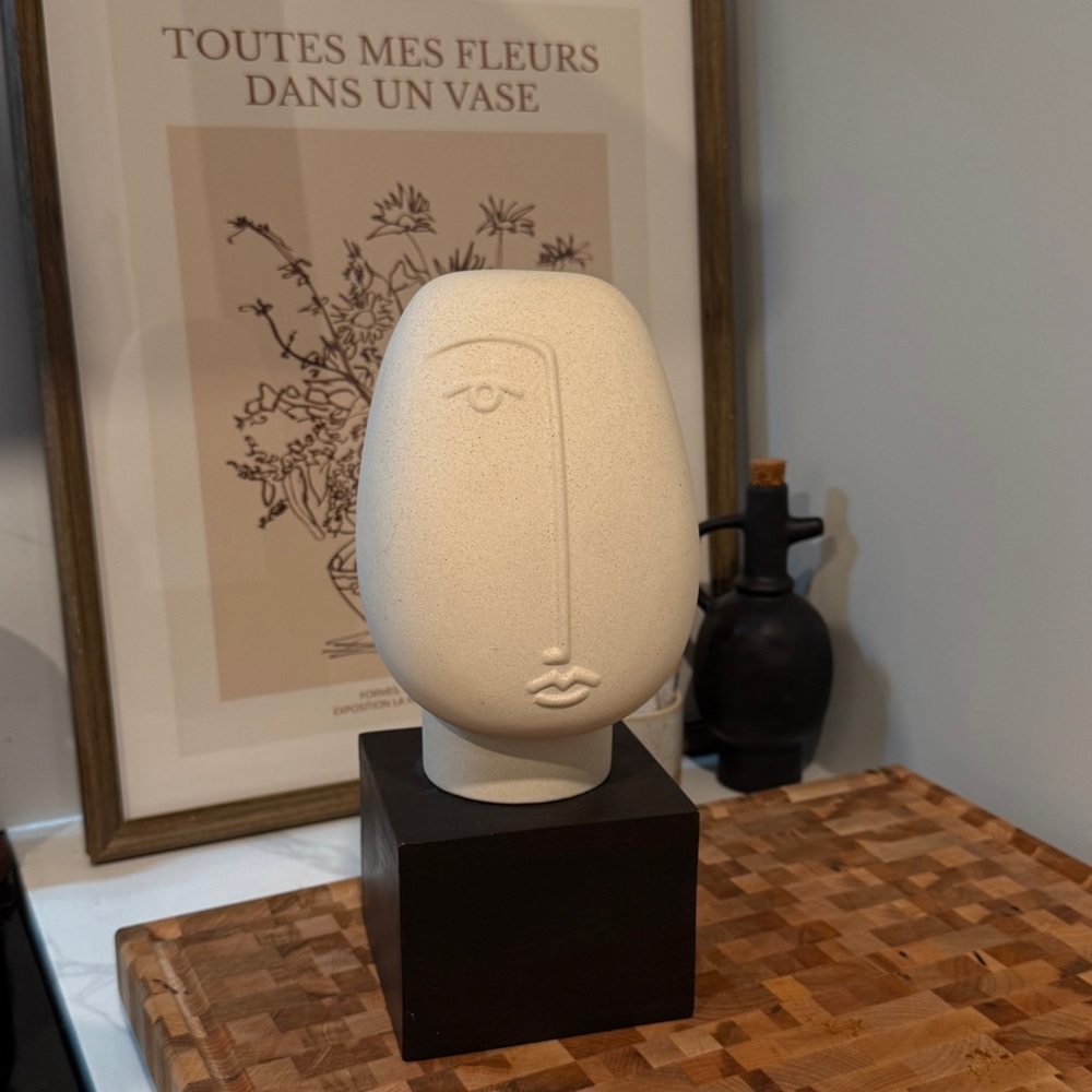 Modern Minimalist Abstract Face Sculpture | Ceramic Head Art Decor